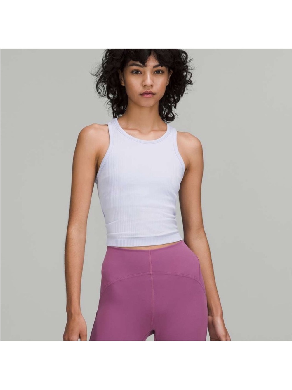 Lululemon Ebb to Street Cropped Racerback Tank in Pastel Blue
